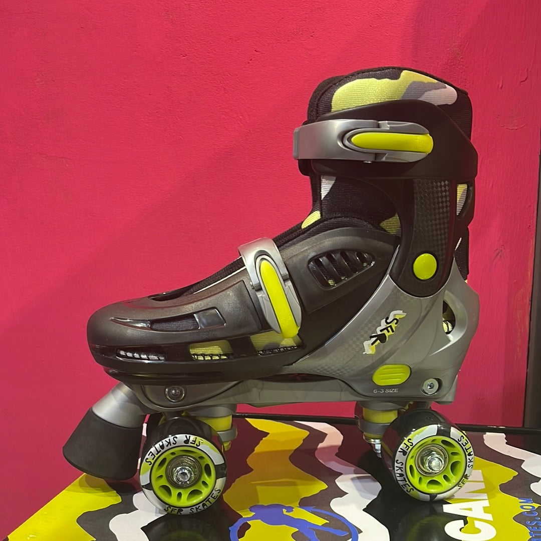 Hurricane III Adjustable Quad Skates Black and Yellow Mint Systems Bda